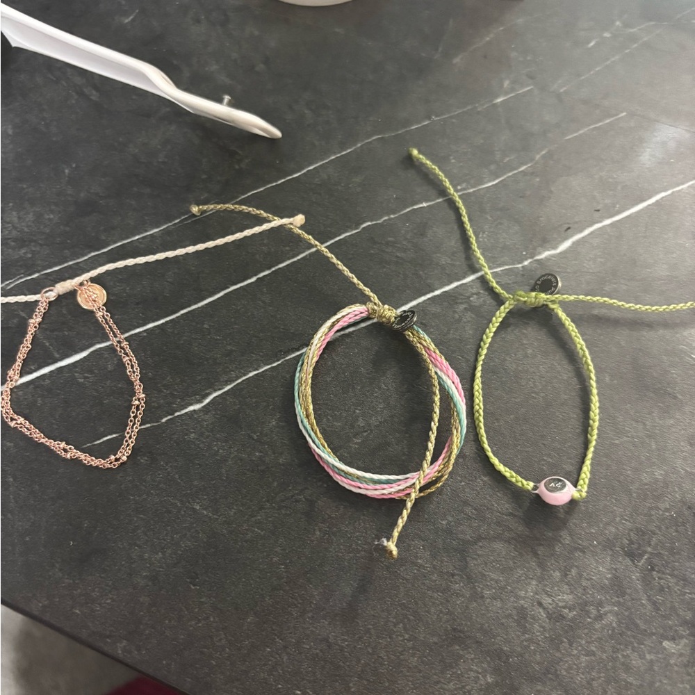 Pura Vida Pink and Green Minimalist Bracelets